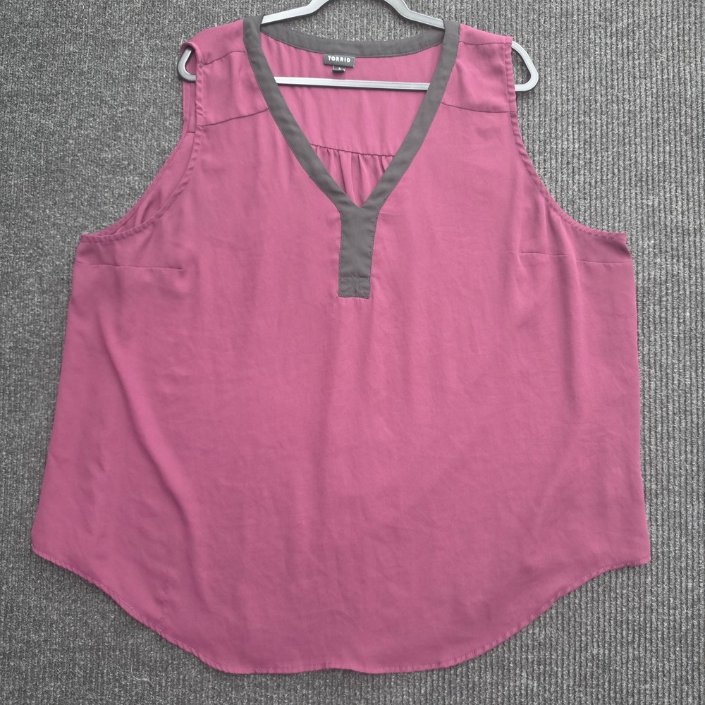 Torrid Womens Plus Size 3xl Dark Pink Georgette V-Neck Sleeveless Blouse Top